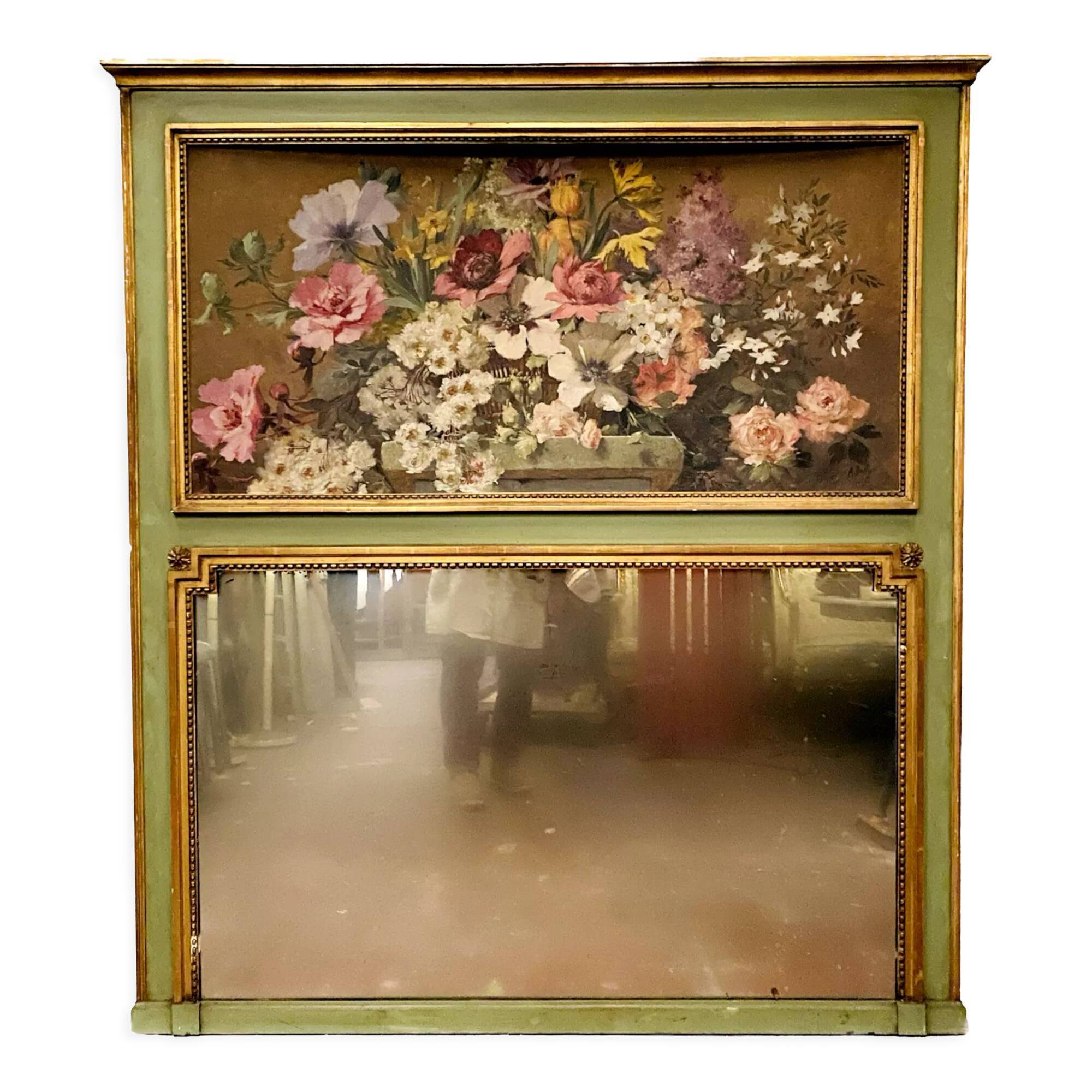 Louis XVI style trumeau in XX century patinated wood