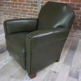 Art Deco club armchair in skai and wood