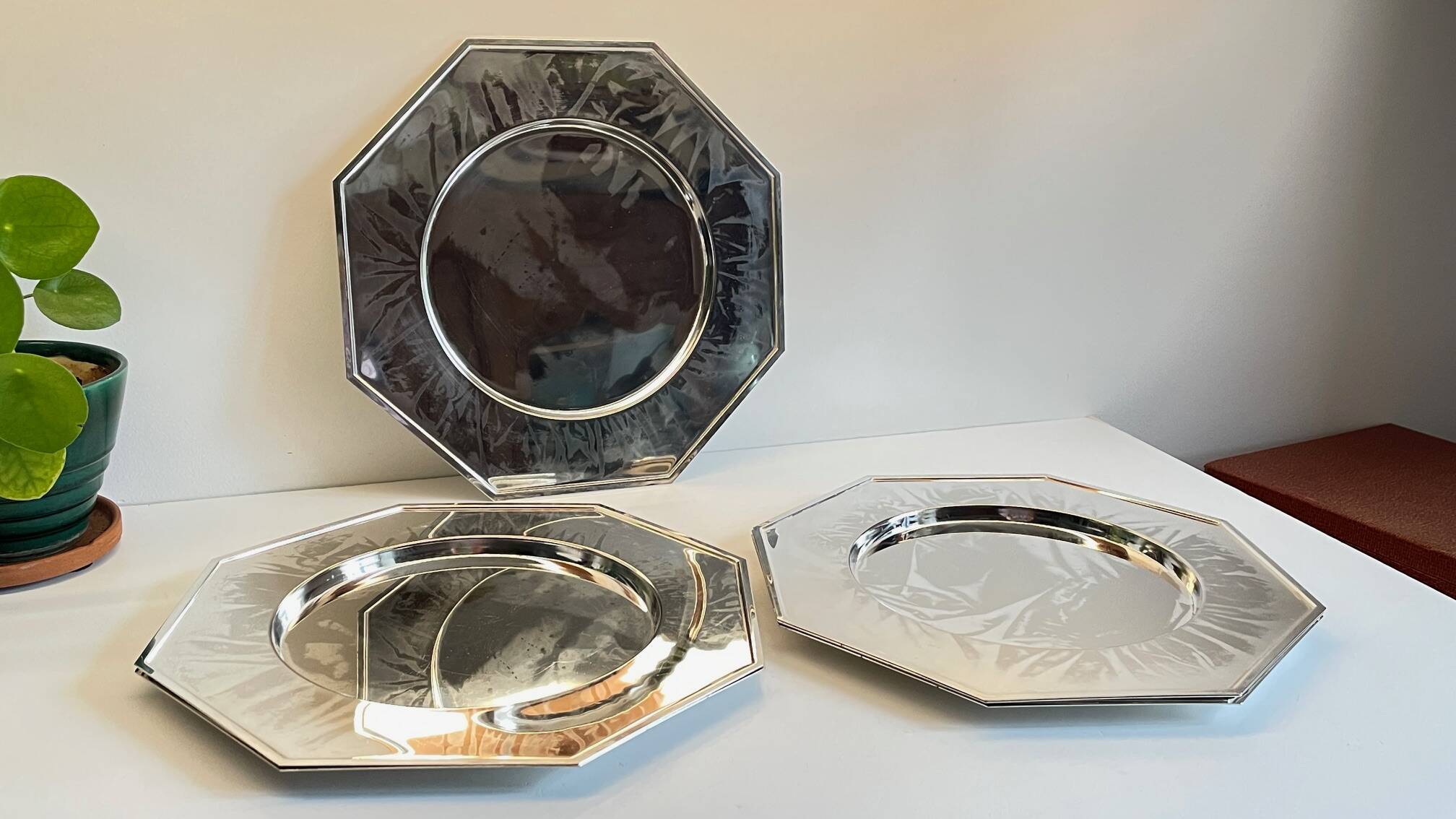 6 Vintage Silver-Plated Metal Plates and Dishes