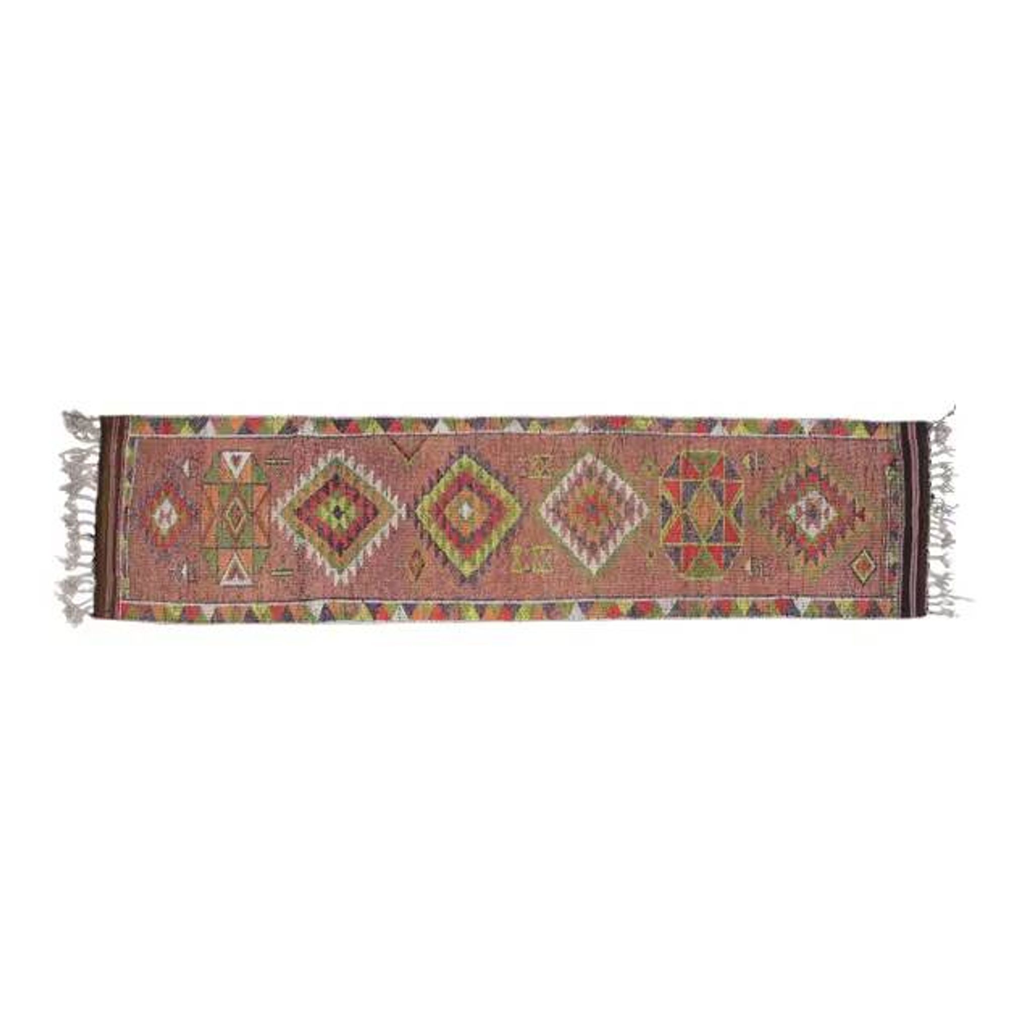 1970s Vintage Turkish Oushak Handmade Wool Cotton Orange Runner Rug 85x358