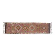 1970s Vintage Turkish Oushak Handmade Wool Cotton Orange Runner Rug 85x358