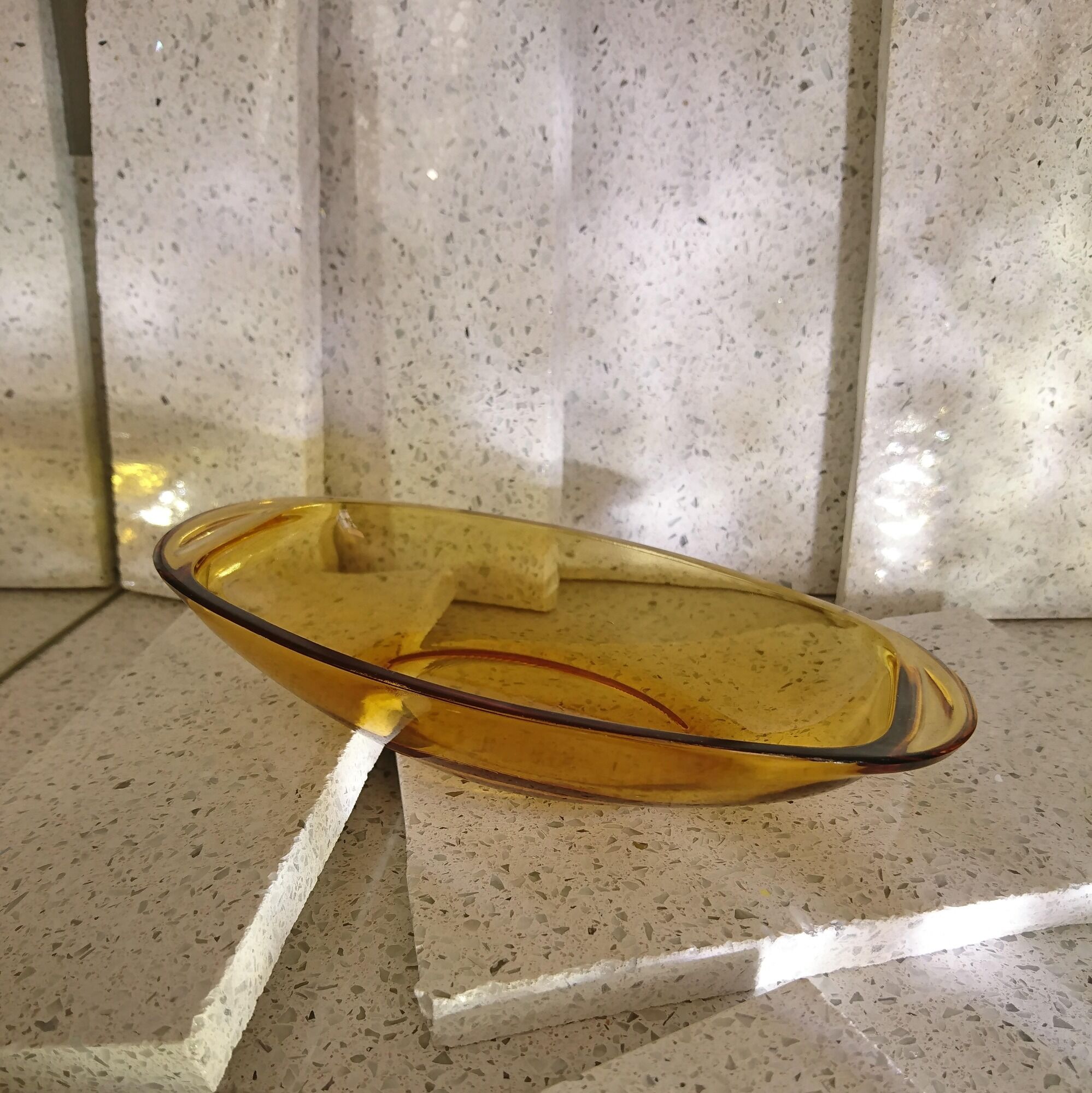 Butter cup in amber glass Vereco France