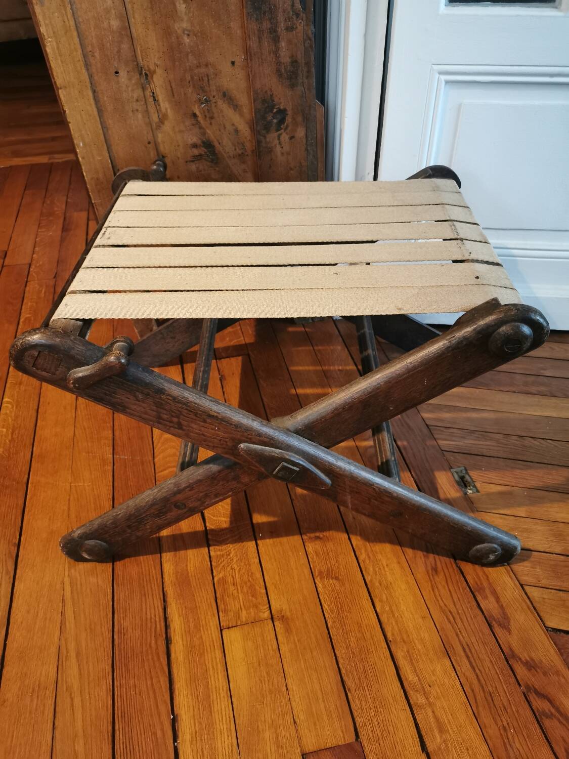 Folding wooden stool