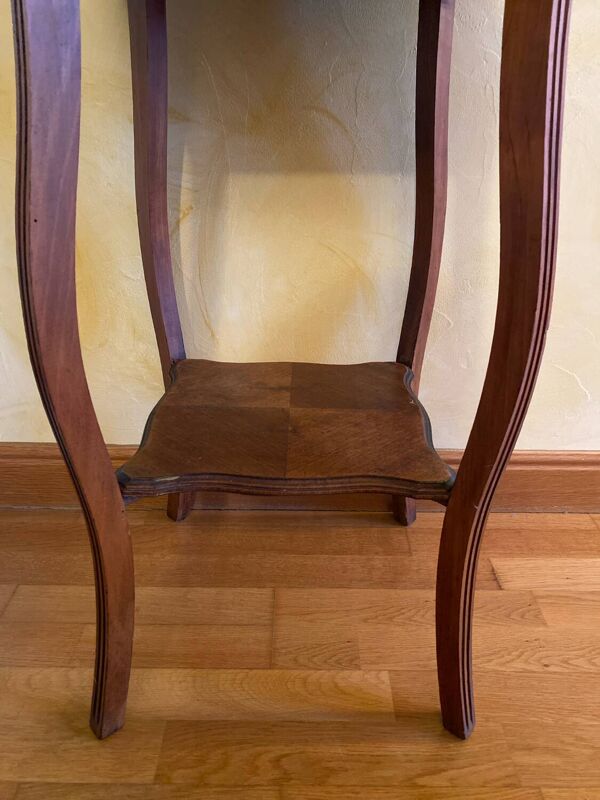 Sellette ancienne en bois sculpté et marbre – fin XIXᵉ