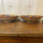 Pair of antique safi moroccan glazed terracotta dishes from the 50s