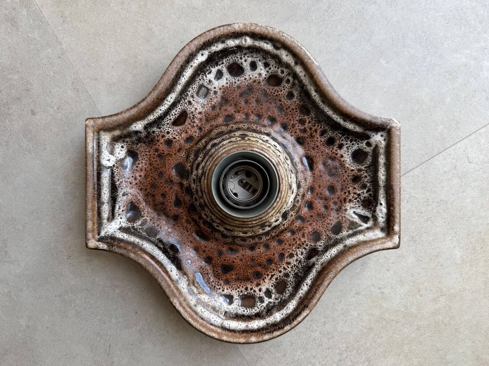 Vintage Fat Lava ceramic Hustadt Leuchten wall lamp