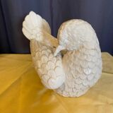 Bird dove with flowers in white earthenware from the 60s