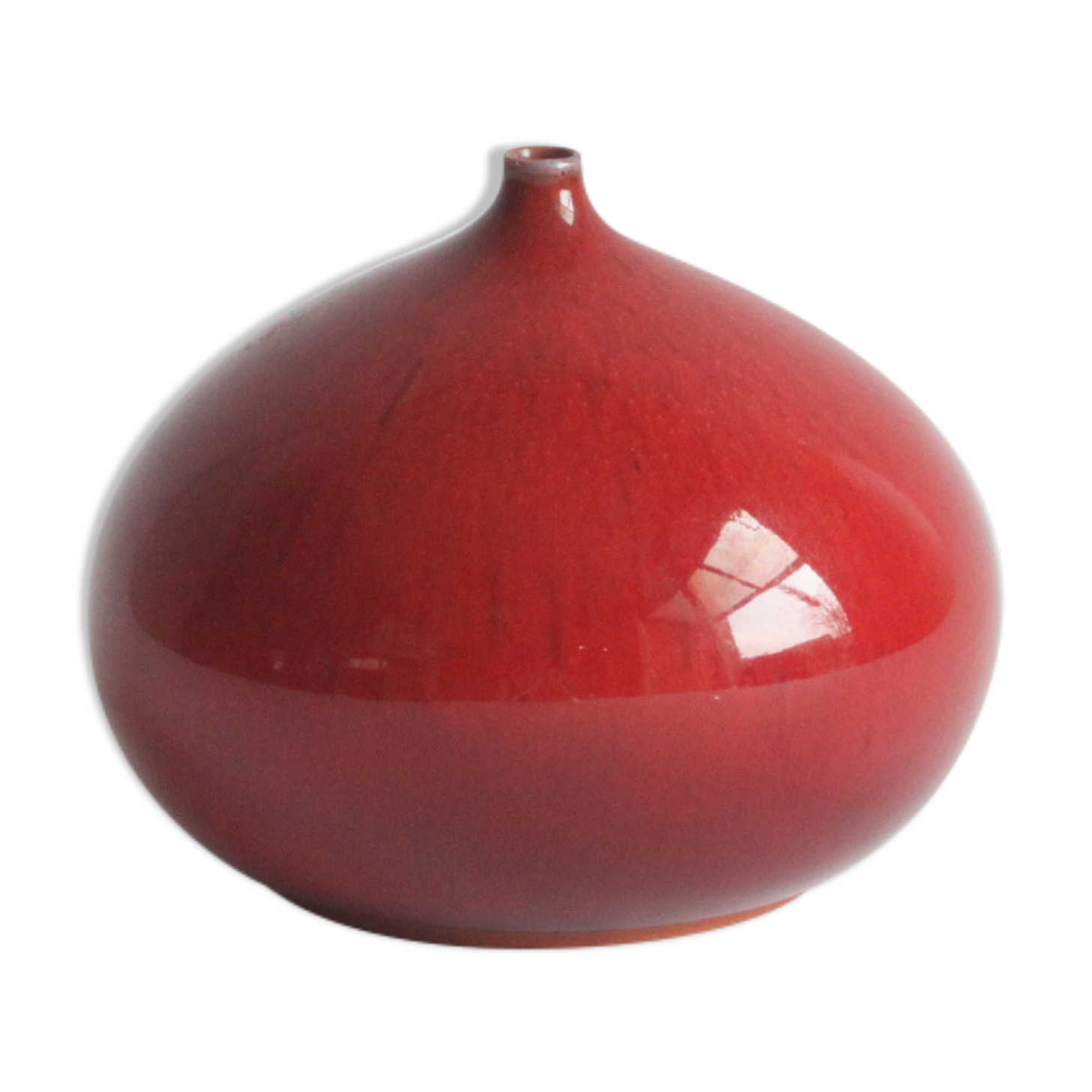 Red fig vase by Rogier Vandeweghe for Perignem, Belgium 1963.