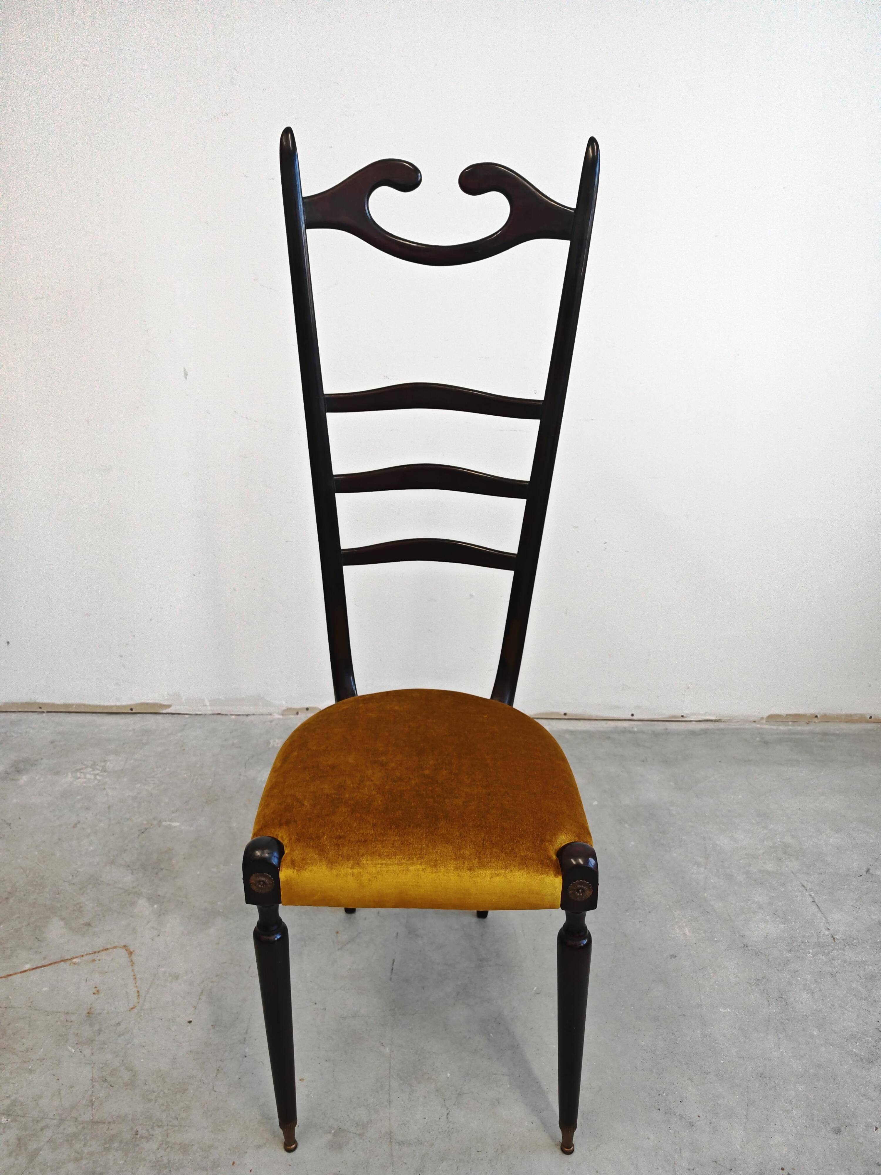 Chiavari chairs with high backs Mid Century Modern Paolo Buffa 1950s