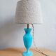 Blue Opaline Glass Table Lamp, 1970s