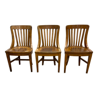 3 administration chairs in solid oak