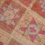 Pink & Orange Vintage Turkish Runner Rug, 103x326Cm