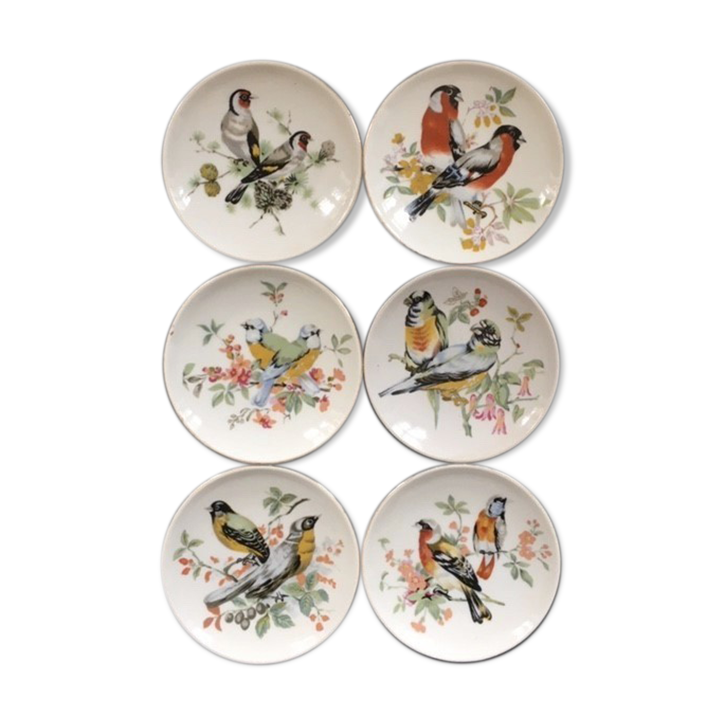 Collection of 6 small bird décor plates