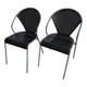 Set of 2 black perforated metal chairs with chrome frame, 1980s industrial-modern design