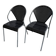 Set of 2 black perforated metal chairs with chrome frame, 1980s industrial-modern design