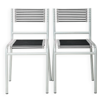 Pair of grey "Sandow" chairs (1 of 3), René Herbst, 1980s