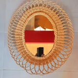 Oval woven wicker mirror 60s