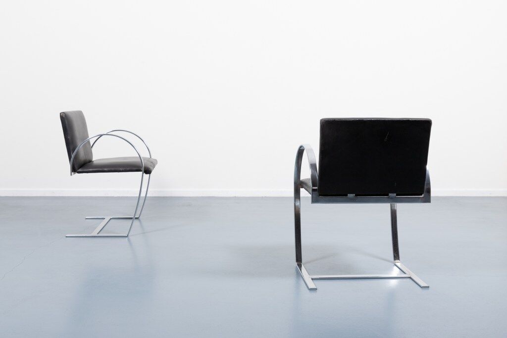 Pair of sculptural Italian chairs from the 1970s