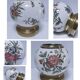 vase boule faïence laiton décor fleurs insectes début xxème
