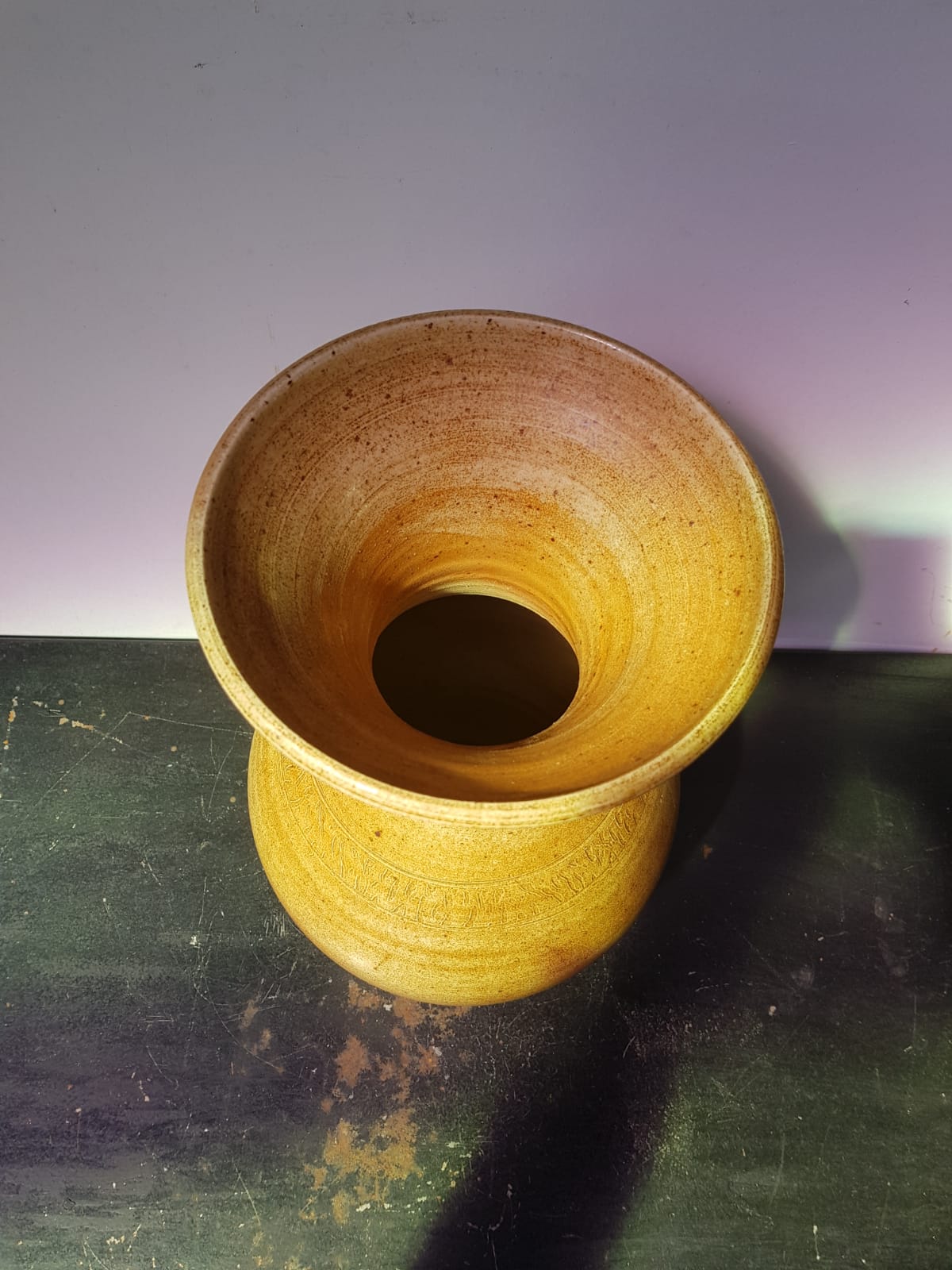 Vase Old Sandstone Brown Beige Décor Chisled Col Corolla Deco Vintage