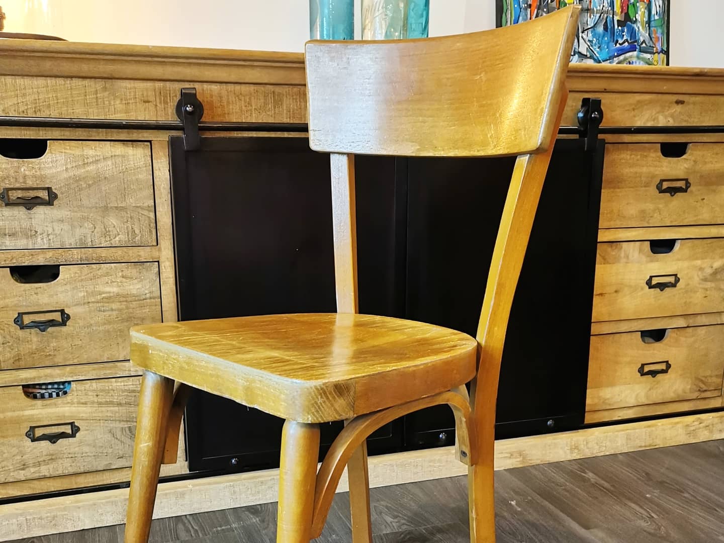 Series of 10 mismatched bistro chairs