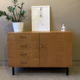 Scandinavian vintage chest of drawers from the 60s in light oak
