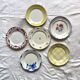 Set of 6 mismatched old earthenware flat plates Céranor Moulin des loups Digoin ACC-7187