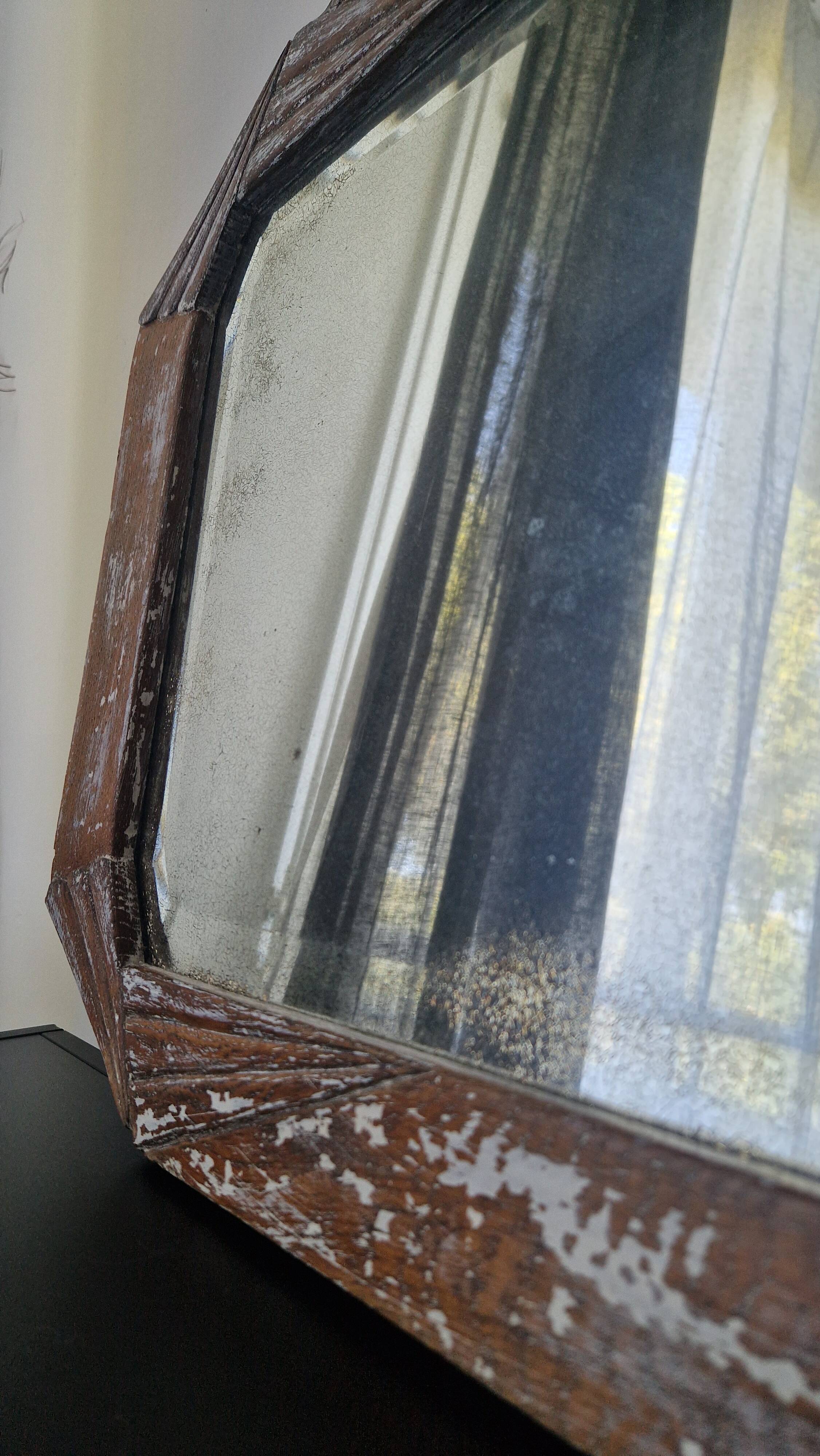 Vintage Art Deco carved wood mirror from the 1940s/50s