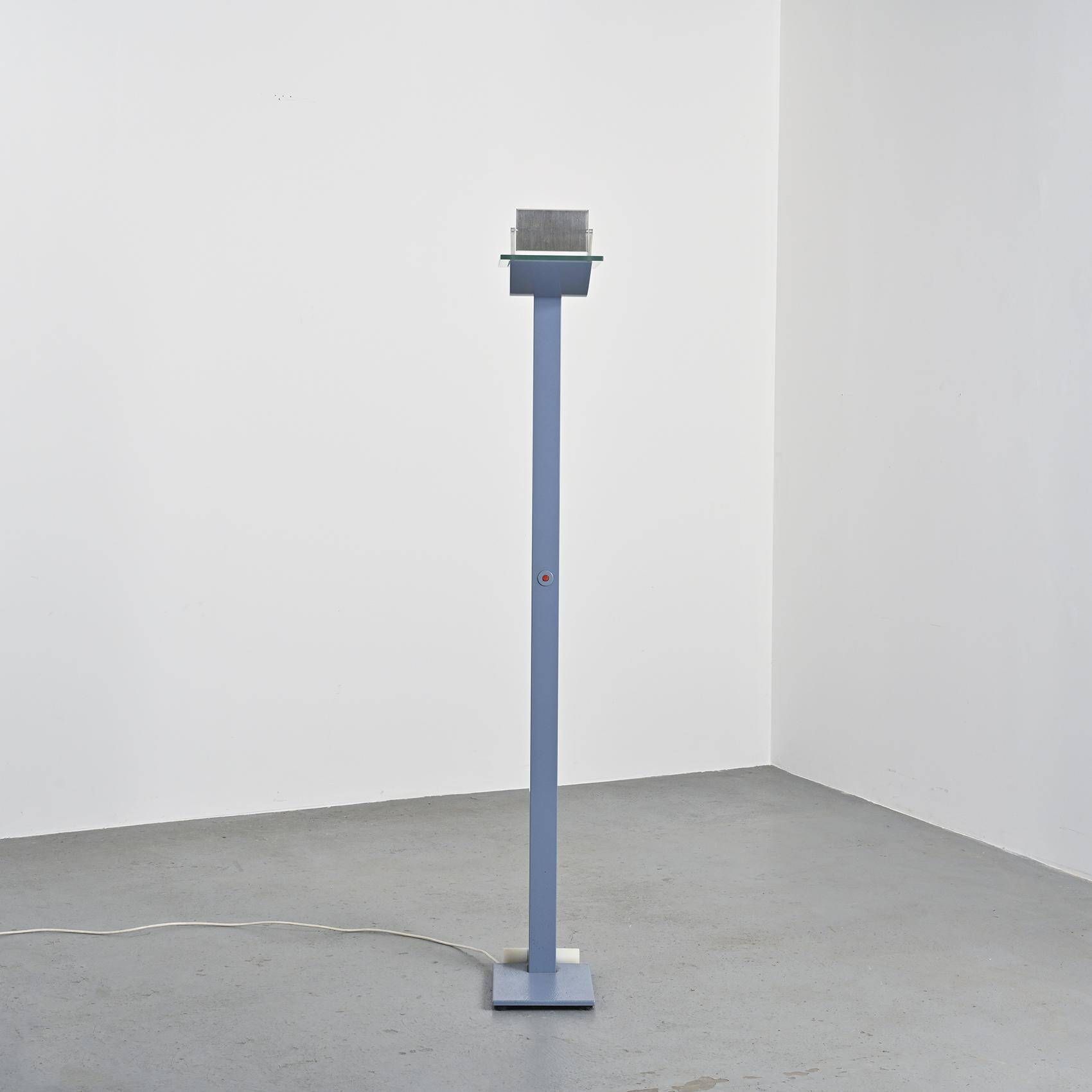 ID-S floor lamp in gray lacquered metal by Ettore Sottsass, Zumtobel, circa 1987