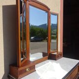 Ancien miroir triptyque en chêne