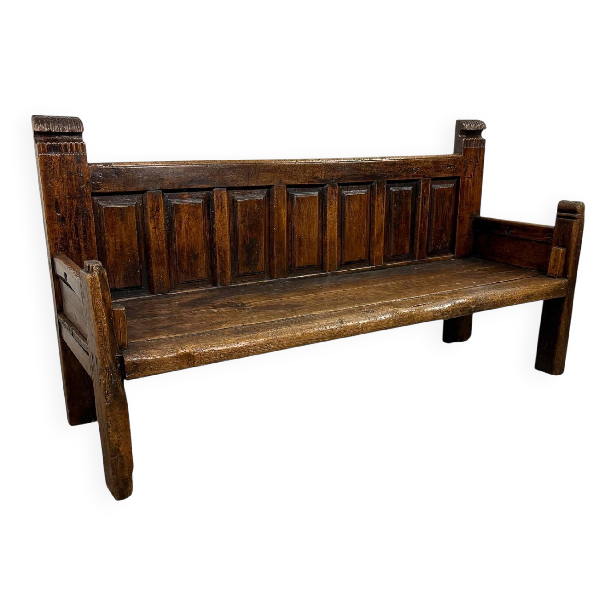 Antique Spanish Oak Bench – Traditional Pegged Construction