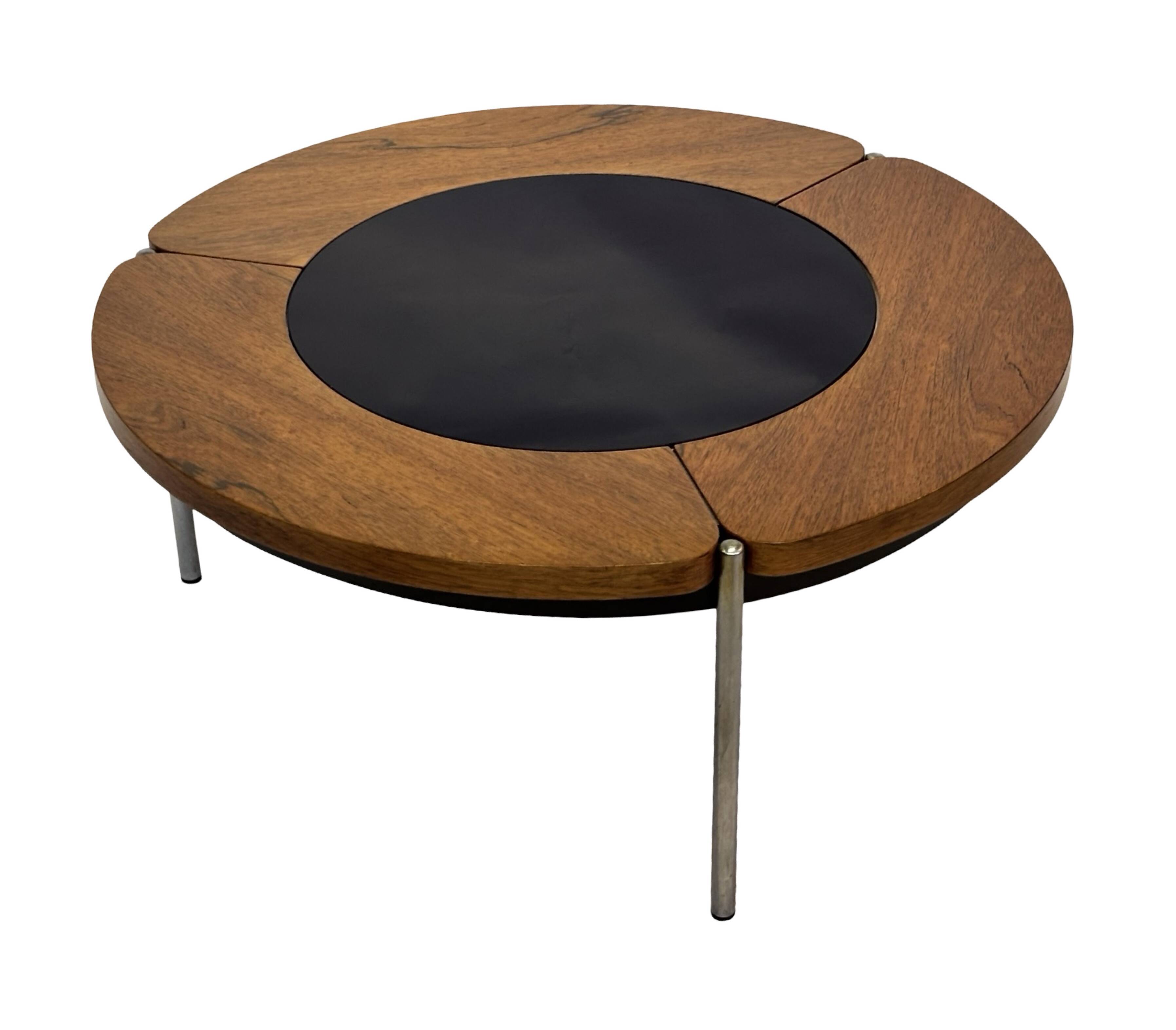 Vintage rosewood coffee table with glass, Denmark, 70s design