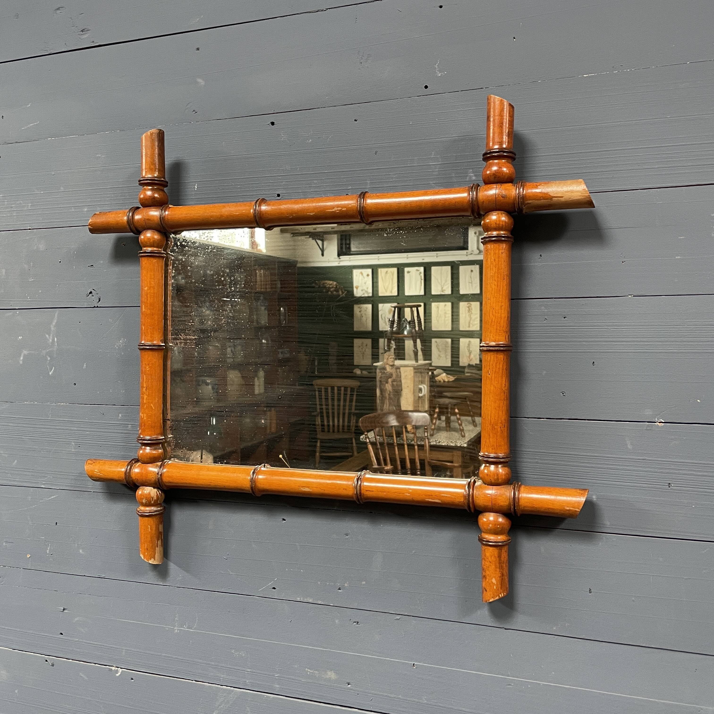 Antique faux bamboo mirror from France