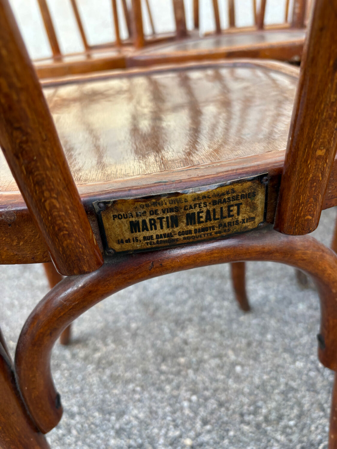 10 varnished patterned bistro chairs