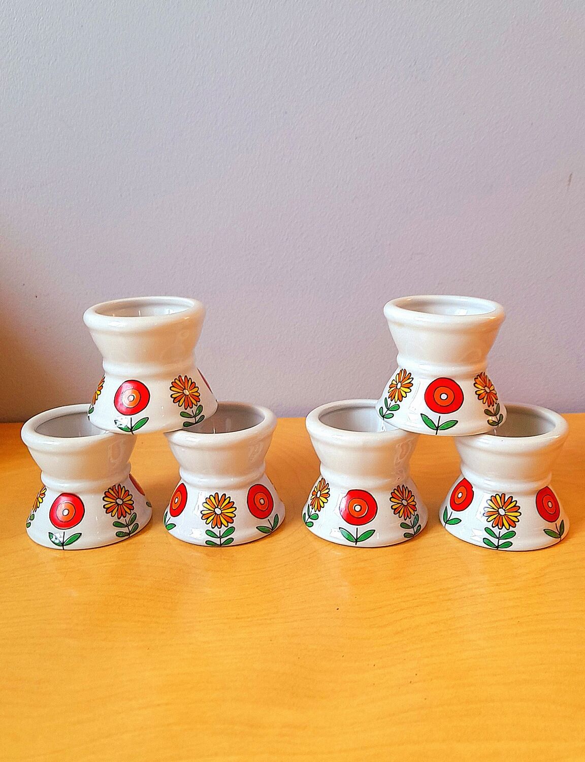 Set of 6 pop 70s poppies