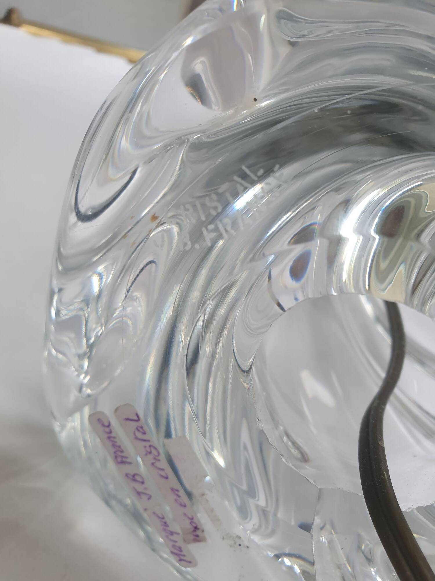 Joseph Bleichner crystal lamp base, modernist design, 1960s