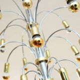 Vintage chrome and gold metal chandelier with 24 lights, Germany 1970s