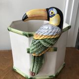 Vintage slip planter with Toucan decoration