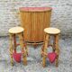 Bamboo tiki bar and two stools