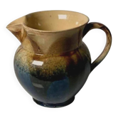 Pichet en céramique vernissée vintage 1970 - Broc à eau artisanal français fait main - Vase décoratif style wabi sabi cuisine