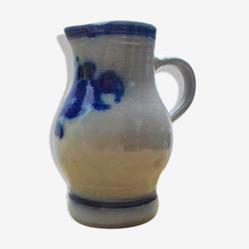 Enamelled blue and grey stoneware pitcher