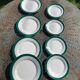 8 plates 4 flat and 4 small dark green Digoin sarreguemines vintage