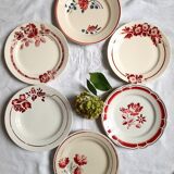 6 old flat plates mismatched in earthenware