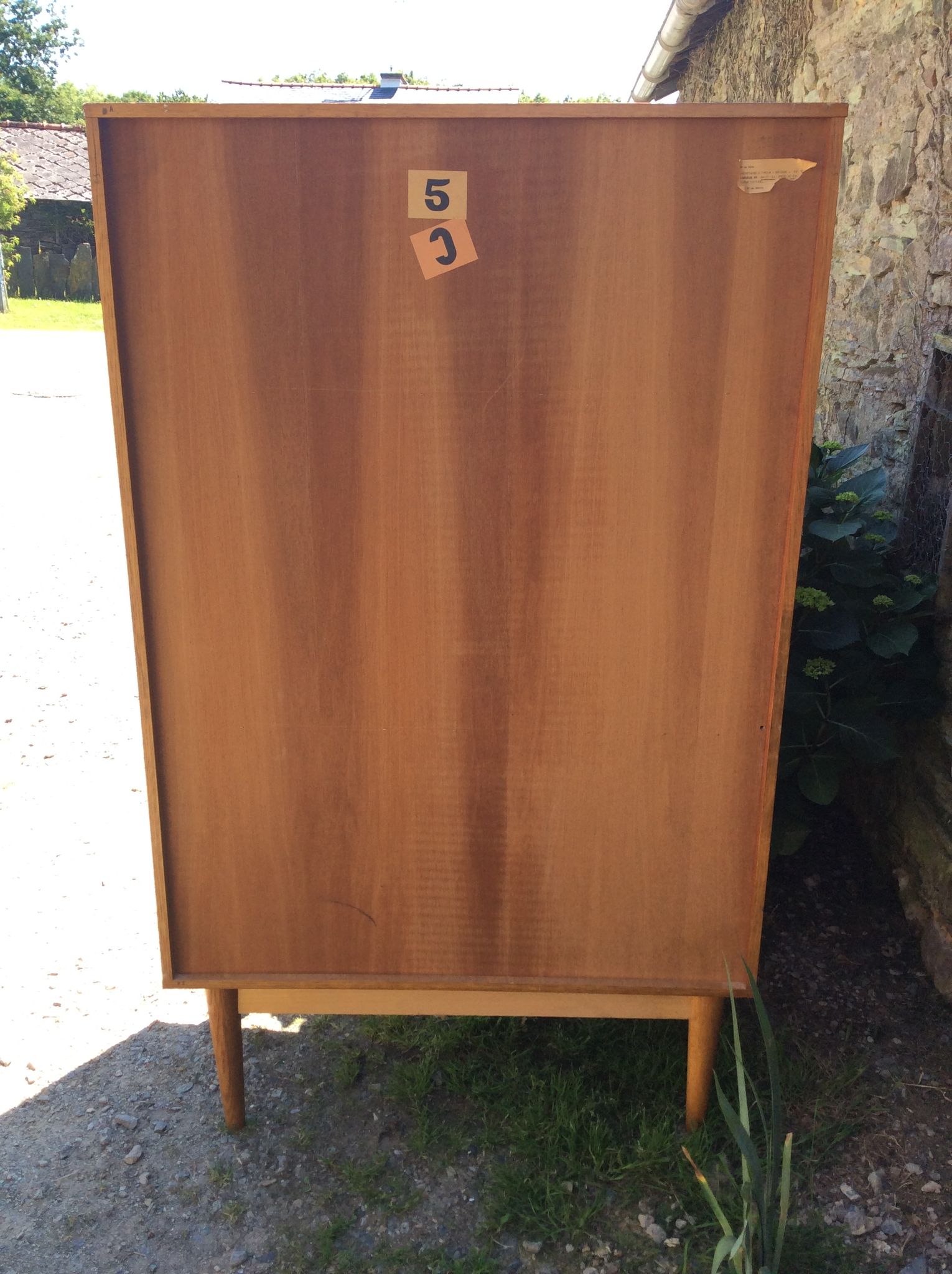 Vintage oak secretary with 2 drawers and 2 sliding windows