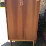 Vintage oak secretary with 2 drawers and 2 sliding windows