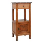 Art Deco nightstand in oak with pink marble top, France ca. 1930