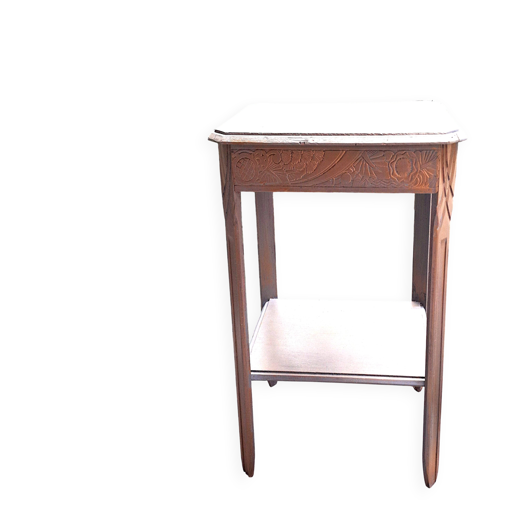 Wooden coffee table Art Deco style carved vintage interior decoration
