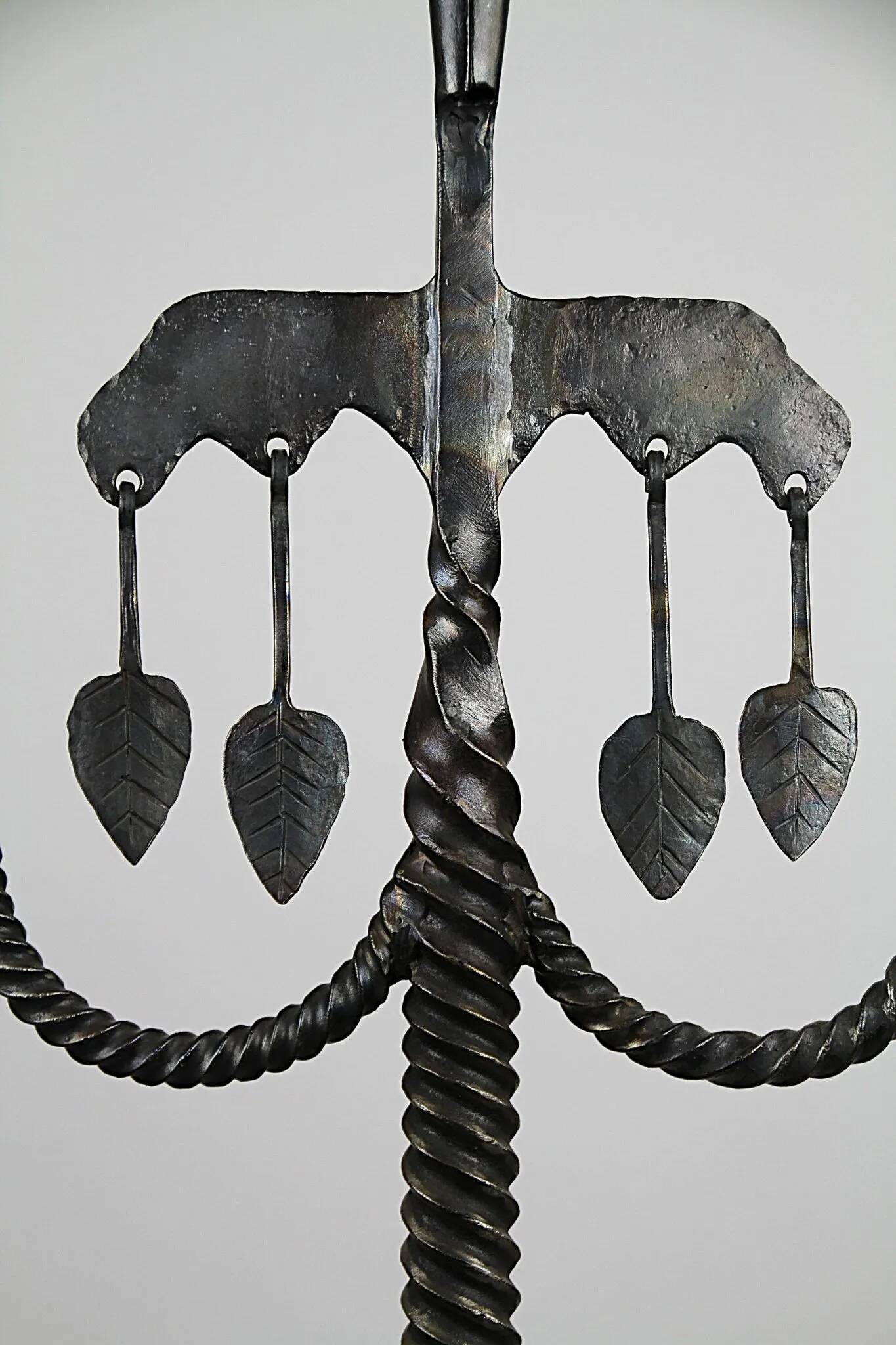Hand-Forged Wrought Iron Brutalist Candelabra, Scandinavia — circa 1960s/1970s