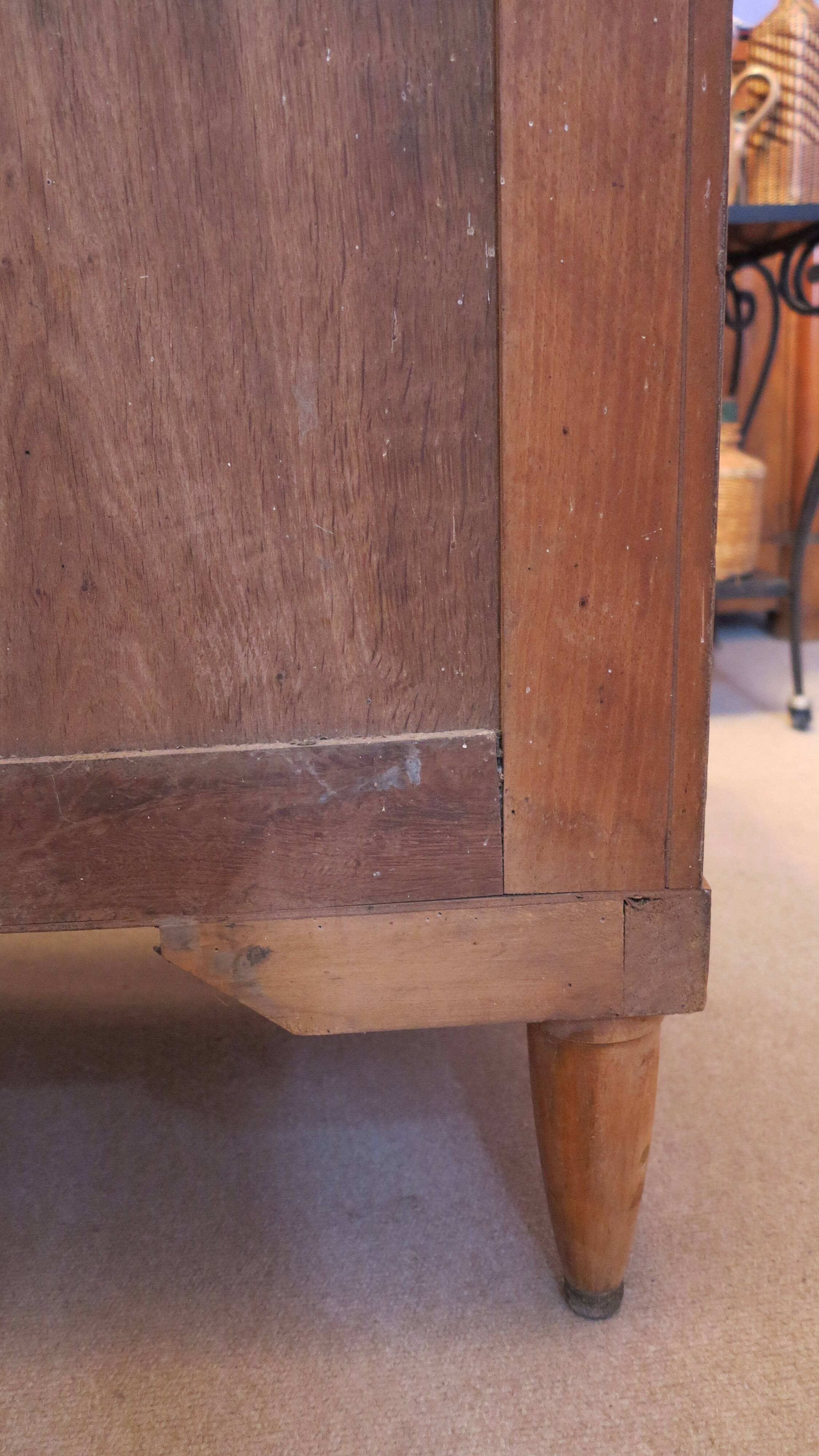 1925 sideboard with two doors, two drawers and beveled mirror, marble top