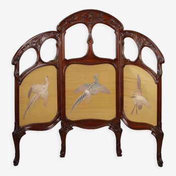 1900 three-leaf mahogany screen by Felix Bernard